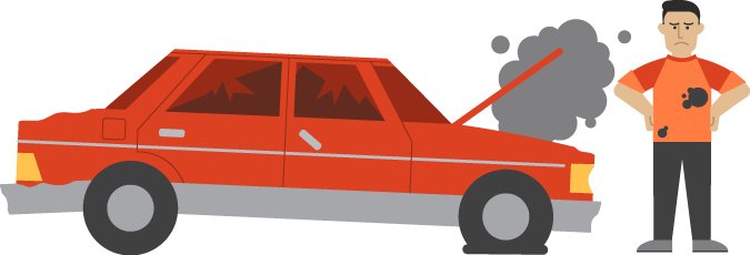A broken car